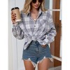 MISSKY Womens Fashion Plaid Flannel Jacket Casual Long Sleeve Button Collared Neck Oversized Shirts - 3 of 4