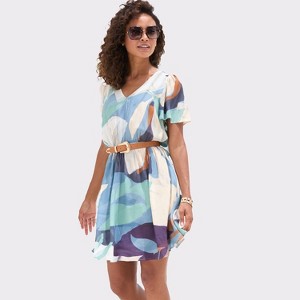 Women's Print V-Neck Dress - LASCANA - 1 of 4
