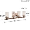 Minka Lavery Industrial Wall Light Brushed Nickel Hardwired 31" 4-Light Fixture Clear Seeded Glass Shade for Bathroom Living Room - 3 of 3