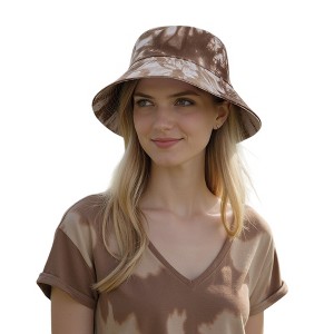 Anna-Kaci Summer Fisherman Hat Outdoor Travel Tie Dye Bucket Hat with Wide Brim Casual Sun Protection - 1 of 4