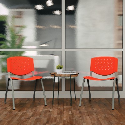 Hercules 880 lb. Capacity Orange Polypropylene Stack Chair with Titanium Frame