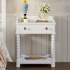Classic Bedside Nightstand, Wooden Nightstand with Turned Legs and Metal Handle, Night stand with Drawer and Open Shelf Storage-Baofuwish - 2 of 4