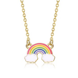 Guili Kids Sterling Silver 14k Gold Plated Rainbow Pendant Necklace, Colorful and Cheerful Design for Everyday Wear and Special Occasions - 1 of 3
