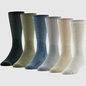 Goldtoe Signature Collection Men's Casual Crew Socks 6pk - Blue Denim/White 6-12.5 - 1 of 4