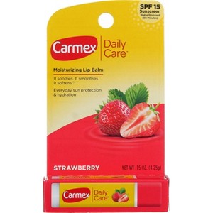 Carmex Strawberry Flavor Moisturizing Lip Balm Stick SPF 15, 0.15Z - 1 of 3