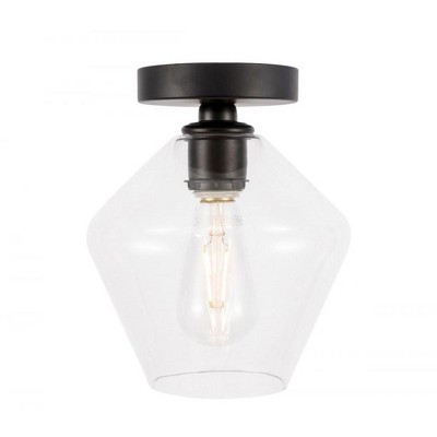 Elegant Lighting Gene 1 light Black and Clear glass Flush mount