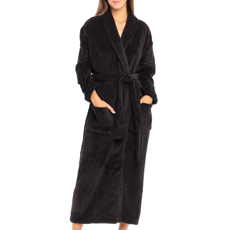 Women's Cozy Fleece Winter Wrap Around Robe, Long Plush Bathrobe, 1 of 8