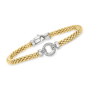 Ross-Simons Italian 0.19 ct. t.w. CZ Popcorn-Link Bracelet in Sterling Silver and 18kt Gold Over Sterling - 1 of 3
