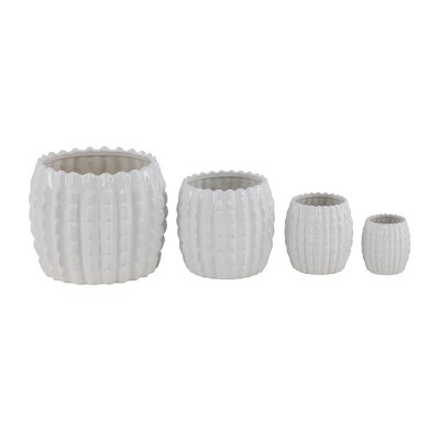 Set of 4 Eclectic Ceramic Planters White - Olivia & May