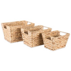 Design Imports Set of 3 Water Hyacinth Baskets Natural - 1 of 4