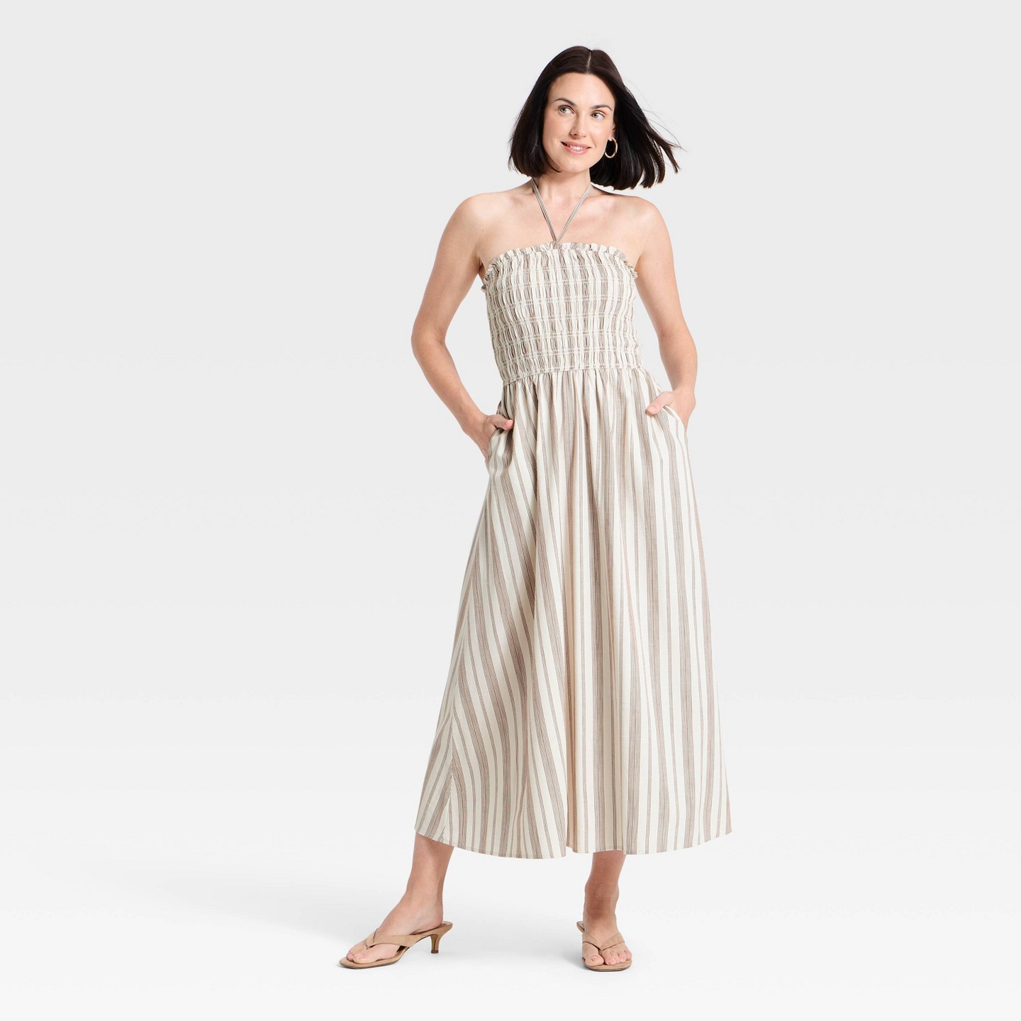Женское платье A New Day Smocked Maxi, цвет: Бежевый — фото 3