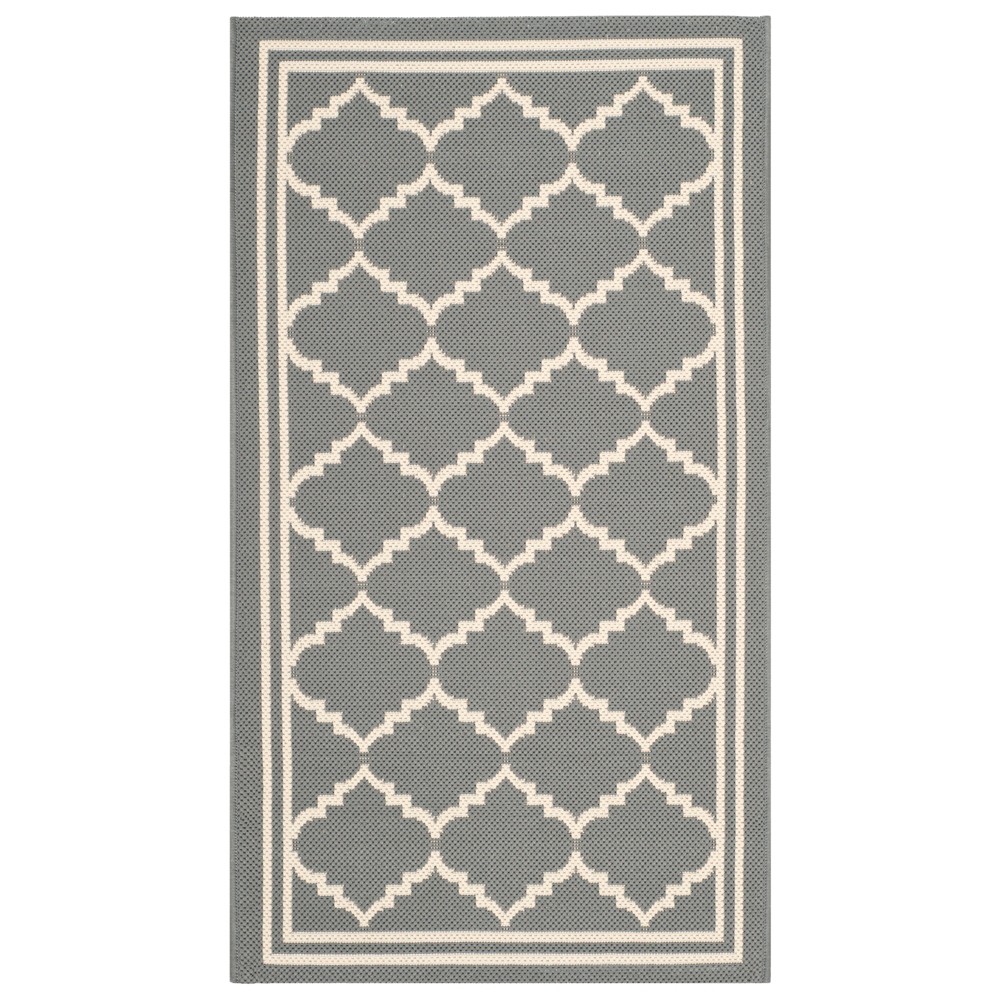  x 5' Rectangle Renee Outdoor Patio Rug Anthracite/Beige