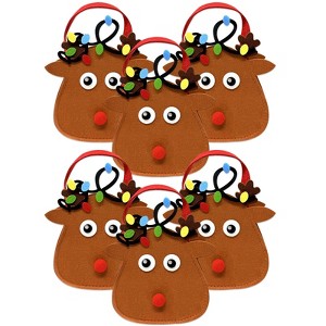 Wrapables Xmas Felt Reindeer Gift Bags, Holiday Decor 6pcs - 1 of 4