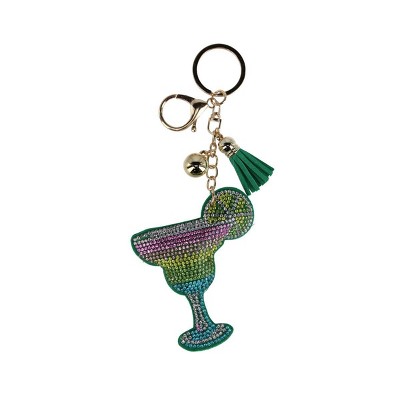 CTM Women's Rainbow Glitter Margarita Bag Charm with Tassel