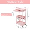 YIGII 3 Tier Rolling Utility Cart with Drawer,Storage Cart,Rolling Cart for Kitchen,Bathroom,Living Room,Storage Organizer with Iron Wheels(¨Pink) - 2 of 4