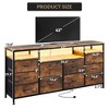 EcoSummer 63" TV Stand with 10 Fabric Drawers for 65-75" TVs, LED Entertainment Center with Power Outlets & Open Shelves, Vintage Brown - 3 of 4