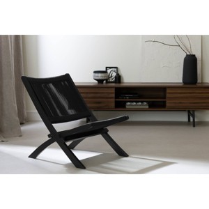 South Shore Balka Wood and Rope Lounge Chair Black: Glossy Finish, Spot Clean, Armless Design, 1 Year Warranty - 1 of 4
