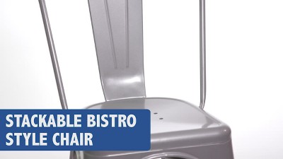 Green Steel Armless Stackable Indoor-Outdoor Side Chair