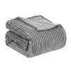 Plazatex Striata Lined Oversized All Season 100% Polyester Blanket Queen Grey - 3 of 4