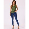 cheibear Women's V Neck Silky Satin Mesh Sleeveless Summer Basic Tank - 2 of 4