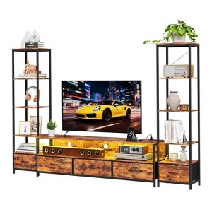TV Stands for Living Room, TV Stand with Bookshelves, Farmhouse Entertainment Center for 65 in TVs, TVs Cabinet for Living Room Power Outlets - 1 of 4