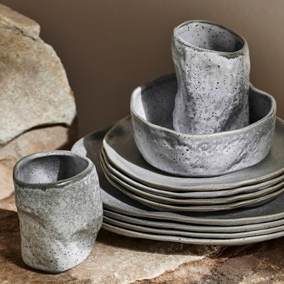 Atik 32-Piece Grey Speckled Ceramic Dinnerware Set, Service for 8