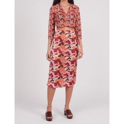 Women's Tree Print Satin Skirt - ANOTHER GIRL