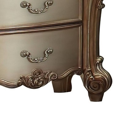 Vendome Antique Gold Patina and Bone Two-Drawer Nightstand