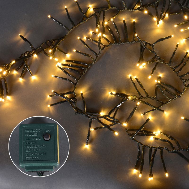 Northlight 200 Warm White Multi-Function LED Cluster Christmas Lights - 5.75 ft Green Wire, 3 of 4