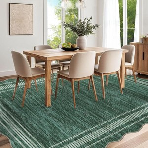 Machine Washable Runner Rug, Plush Scalloped Rug, Non-Slip Stain Resistant Polyester Runner for Hallway, Kitchen, Bathroom - 1 of 4