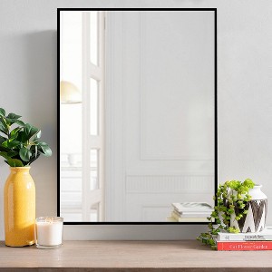 Dovelina Metal Framed Rectangle Mirror Decorative Wall Mirror - 38"x24", Black - 1 of 4