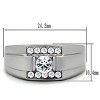 Slickblue Men's Stainless Steel Ring with Clear CZ, Polished Silver Finish, Size 8-13 - 2 of 4
