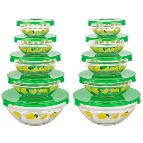 20 Piece Glass Bowl Set with Lids 10 Bowls w Lids Food Storage