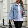 Women's Casual Street Style Loose Denim Jacket, Versatile Cropped Jean Coat for Daily & Trendy Outfits - 3 of 3