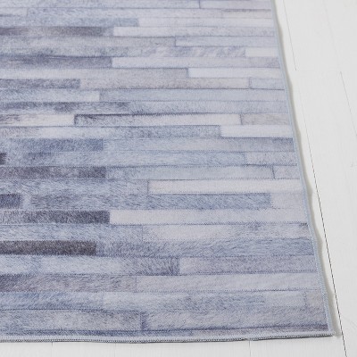 Gray Faux Fur Rectangular Washable Area Rug