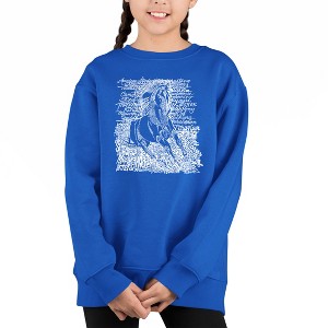 LA Pop Art Popular Horse Breeds - Girl's Word Art Crewneck Sweatshirt - 1 of 3