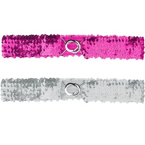 Allegra K Women's Halloween Skinny Stretchy Waist Belts Sequins Decor Elastic Belts for Dresses 2Pcs - 1 of 4