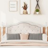 Pine Queen Bed featuring an Upholstered Headboard, Panel Footboard, and Supporting Feet - 3 of 4