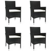 vidaXL Patio Bistro Set with Cushions Outdoor Wicker Furniture Poly Rattan - Black and Cream - 4 of 4