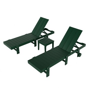 WestinTrends Ashore 2pcs Modern Poly Reclining Chaise Lounge With Wheels plus 1pc side table - 1 of 4