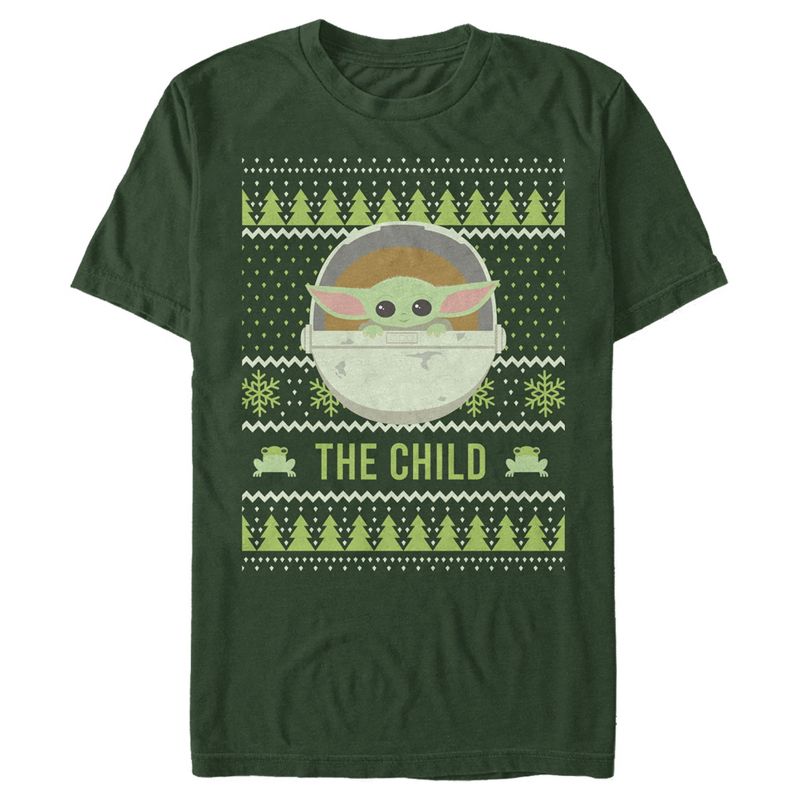 Men's Star Wars The Mandalorian The Child Ugly Christmas Frog T-Shirt, 1 of 6