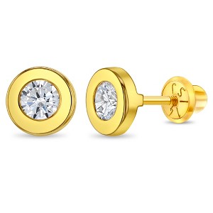Girls' Round Bezel Screw Back 14k Gold Earrings - In Season Jewelry - 1 of 4