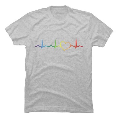 Adult Design By Humans Rainbow Pride Heartbeat By Luckyst T-Shirt