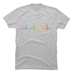 Adult Design By Humans Rainbow Pride Heartbeat By Luckyst T-Shirt - 1 of 2