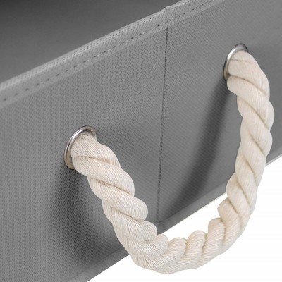 Gray Fabric Collapsible Under Bed Storage Box with Rope Handles