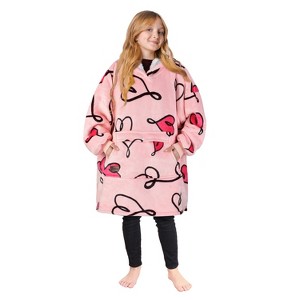 Tirrinia Girls Boys Blanket Hoodie Sweatshirt, Oversized Fleece Pullover, Hooded Fleece Lined Blanket, Christmas Gift for Kids Teens, Youth - 1 of 4