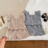 MyKids-USA Summer Baby Kids Girls Plaid Shirt And Shorts Clothing Set - 2 of 4