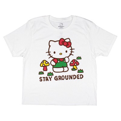 Hello Kitty Women's Stay Grounded Junior's Adult Cropped T-Shirt