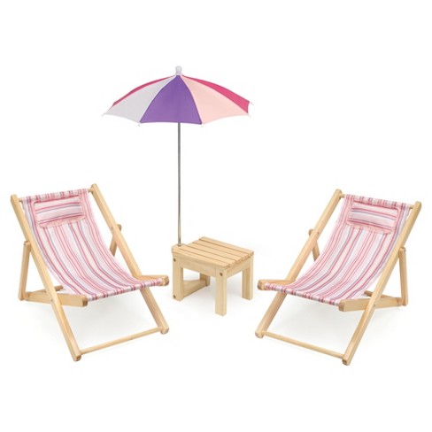 Badger Basket Two Doll Beach Chair Set With Table And Umbrella Summer Stripes Target