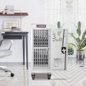 Gulches 16-Compartment Removable Locking Charging Cabinet - White Steel Charging Station for Laptops Chromebooks with Casters & Cord Management - 1 of 3